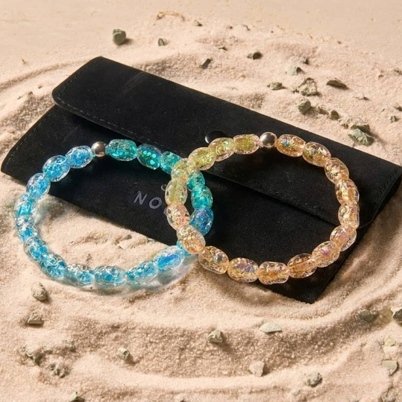 Sea and Sand | Firework Glass Micro Pebble Bracelet 2 Set