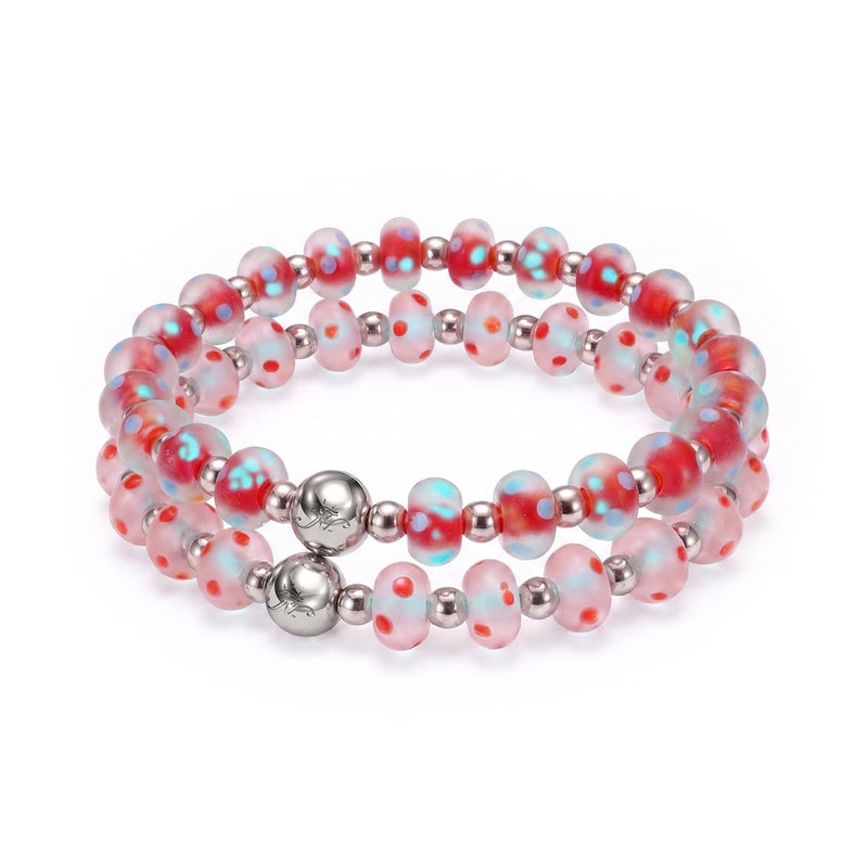 Strawberry Sherbet Frosted Polka Dot Bracelet 2-Set