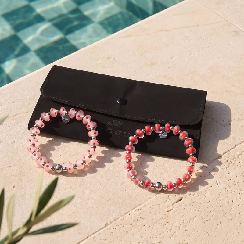 Strawberry Sherbet Frosted Polka Dot Bracelet 2-Set