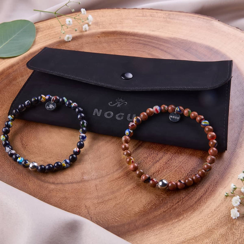 Millefiori Sandstone Bracelet 2-Set