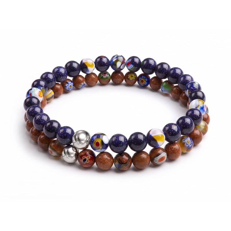 Millefiori Sandstone Bracelet 2-Set