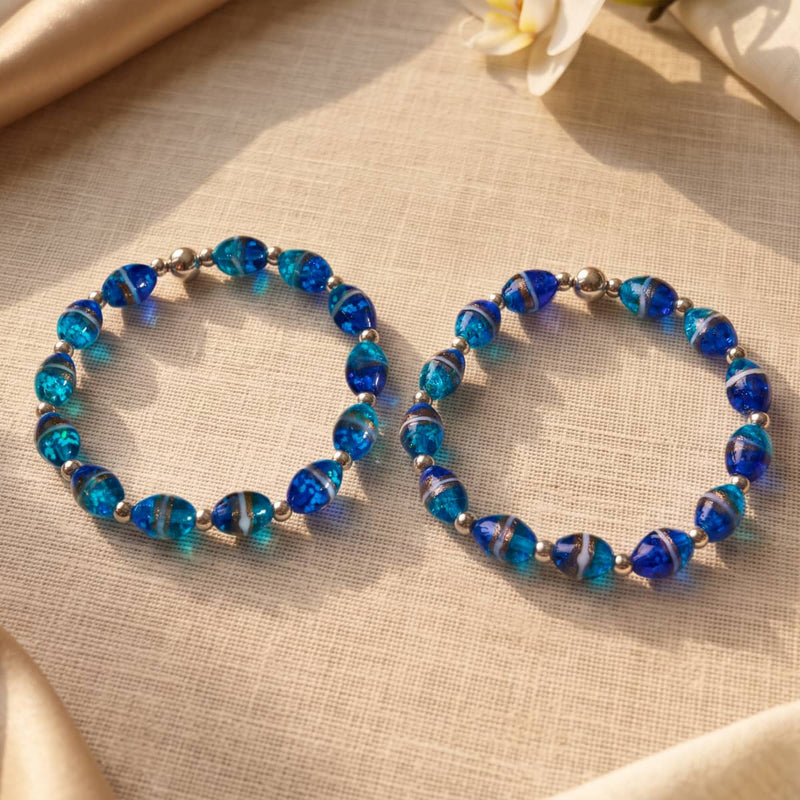 Cobalt Coast | Tiger Glass Oval Bracelet