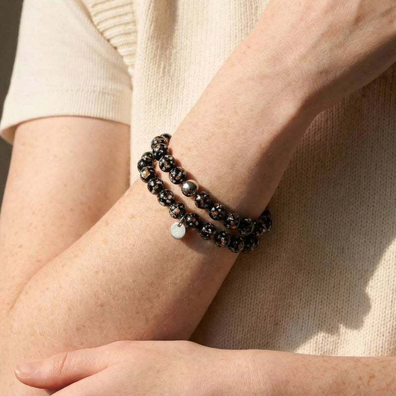 Obsidian | .925 Sterling Silver | Firefly Glass Bracelet
