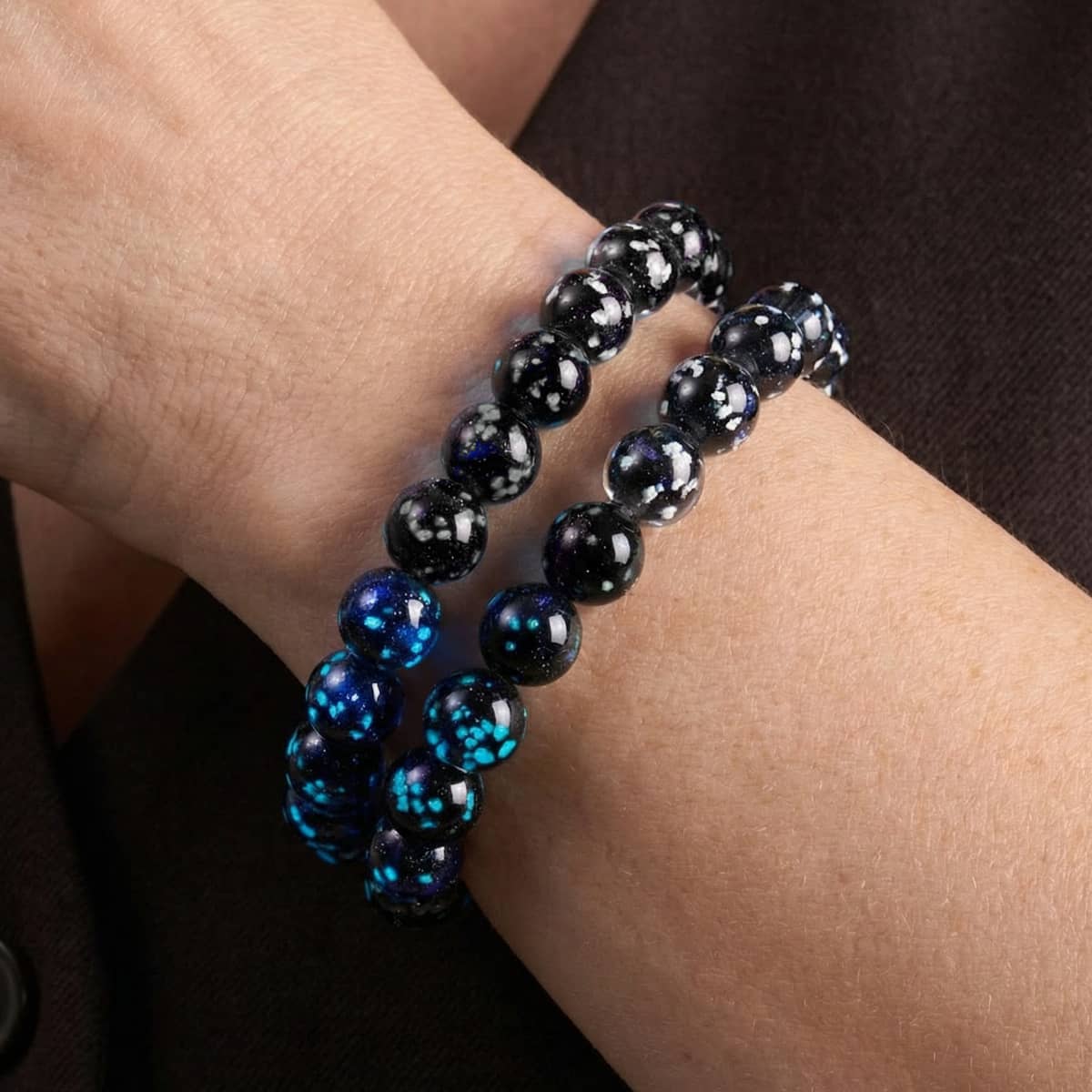 Pitch Black | .925 Sterling Silver | Firefly Glass Bracelet