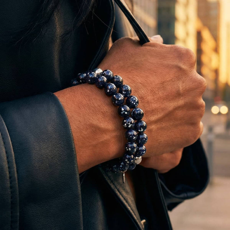 Pitch Black | .925 Sterling Silver | Firefly Glass Bracelet