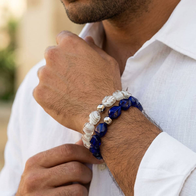 Sapphire Gem Glass Bracelet 2-Set