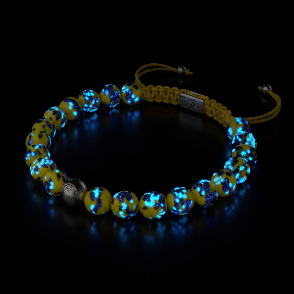 Blue Limoncello | Silver | Firefly Glass Macrame Bracelet