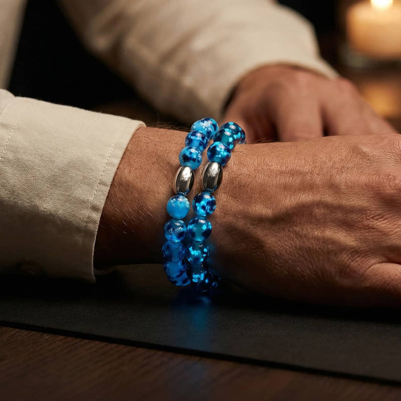 Blue Seaspray | .925 Sterling Silver | Firefly Glass Bracelet