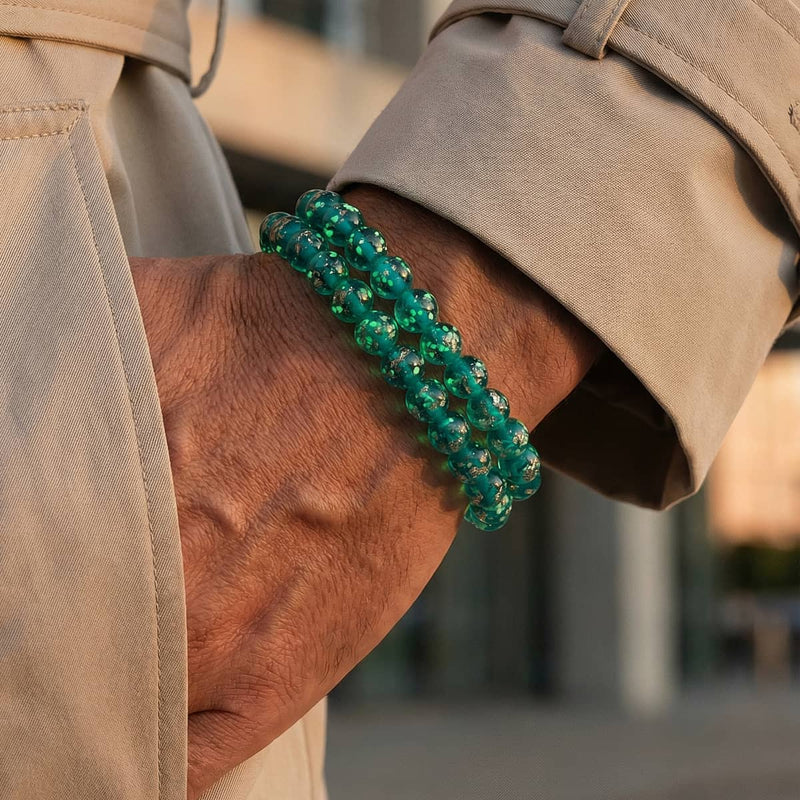 Teal | .925 Sterling Silver | Firefly Glass Bracelet