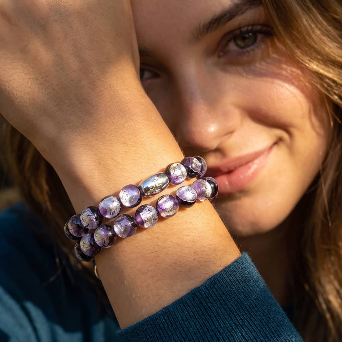 Violet Moon | .925 Sterling Silver | Lunar Glass Bracelet