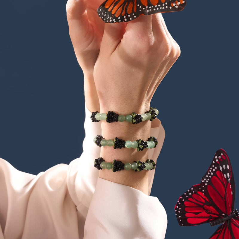 Black x Green Aventurine | .925 Sterling Silver | Berry Bracelet