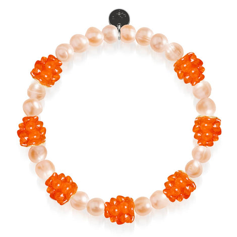 Orange x Champagne Pearl | .925 Sterling Silver | Berry Bracelet