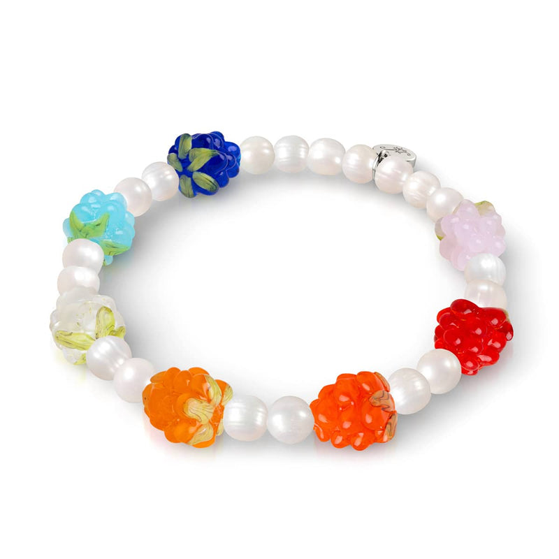 Rainbow x Ivory Pearl | .925 Sterling Silver | Berry Bracelet