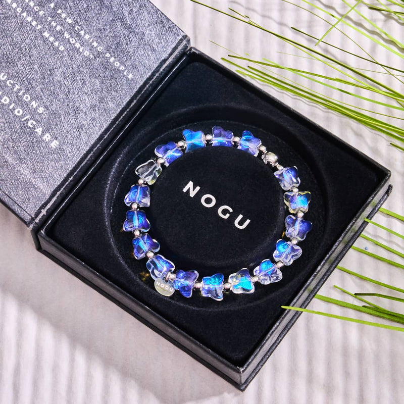 Morning Dew | Silver | Rainbow White Butterfly Bracelet