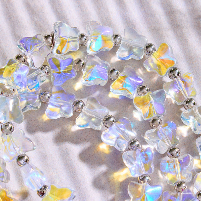 Morning Dew | Silver | Rainbow White Butterfly Bracelet