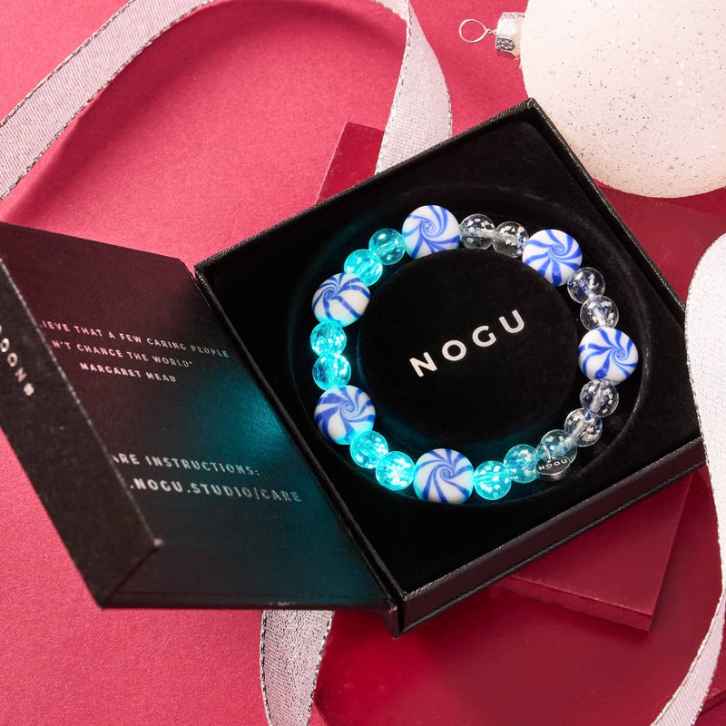 Blue Gumdrop | Silver | Lapis Flame Firefly Glass Bracelet