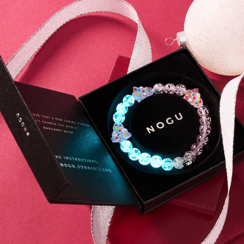 Pink Evergreen | Silver | Firefly Glass Bracelet