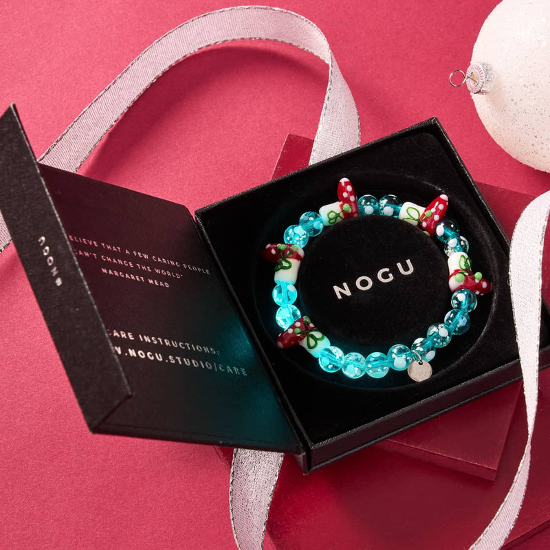 Teal Stockings | Silver | Firefly Glass Polka Dot Bracelet