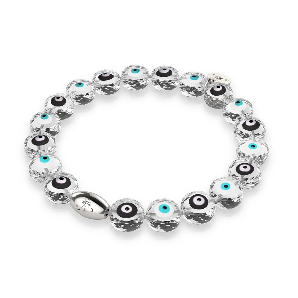 Monochromatic | .925 Sterling Silver | Crystal Evil Eye Bracelet