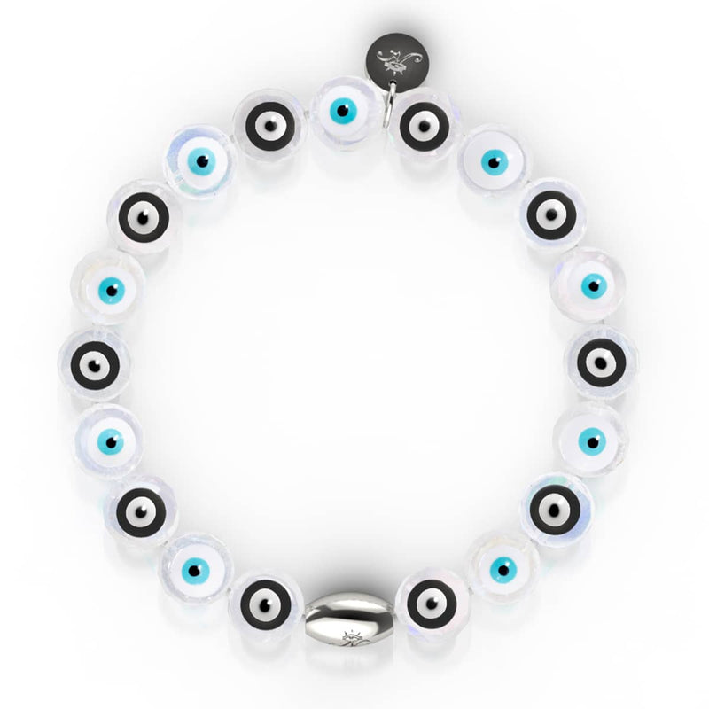 Monochromatic | .925 Sterling Silver | Crystal Evil Eye Bracelet