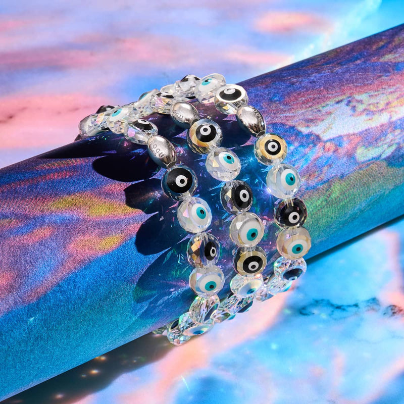 Monochromatic | .925 Sterling Silver | Crystal Evil Eye Bracelet