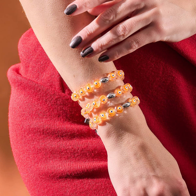 Orange | .925 Sterling Silver | Crystal Evil Eye Bracelet