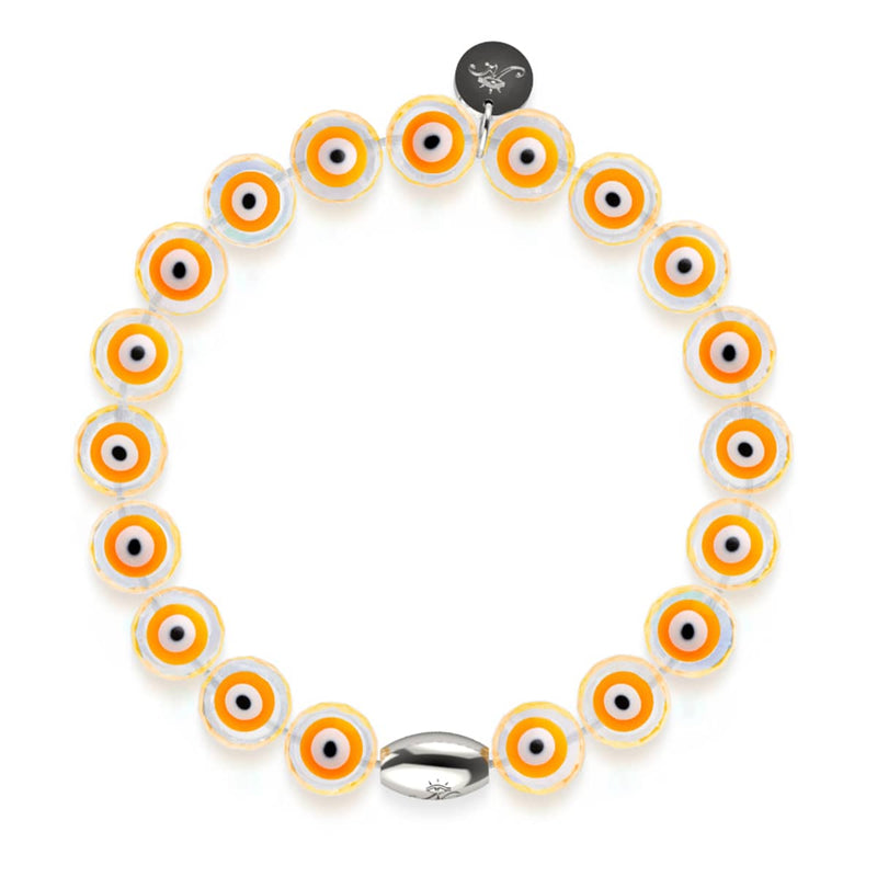 Orange | .925 Sterling Silver | Crystal Evil Eye Bracelet