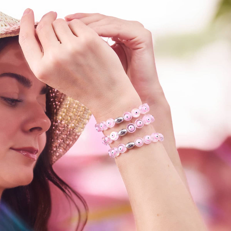 Pink | .925 Sterling Silver | Crystal Evil Eye Bracelet