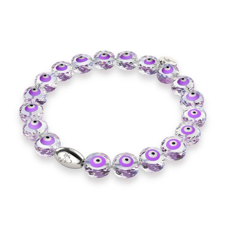 Purple | .925 Sterling Silver | Crystal Evil Eye Bracelet
