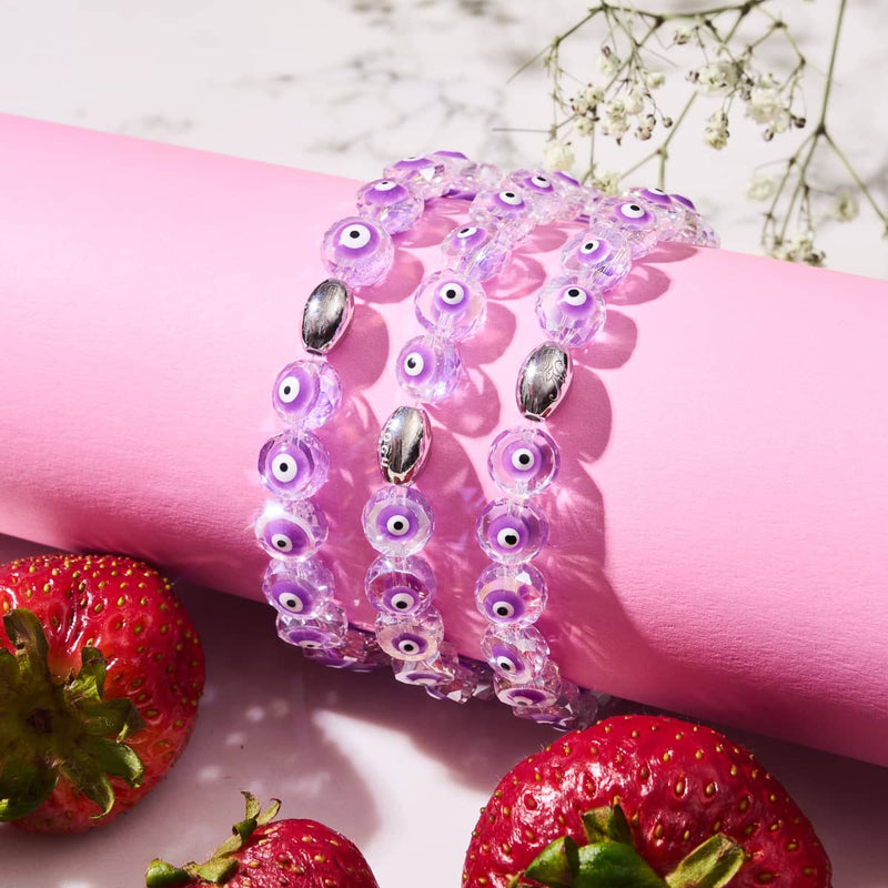Purple | .925 Sterling Silver | Crystal Evil Eye Bracelet