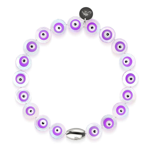 Purple | .925 Sterling Silver | Crystal Evil Eye Bracelet
