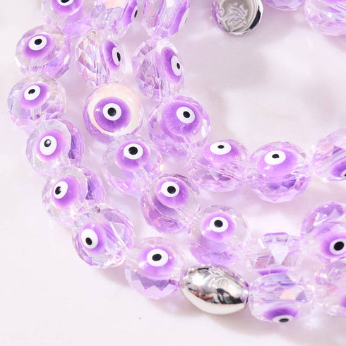 Purple | .925 Sterling Silver | Crystal Evil Eye Bracelet
