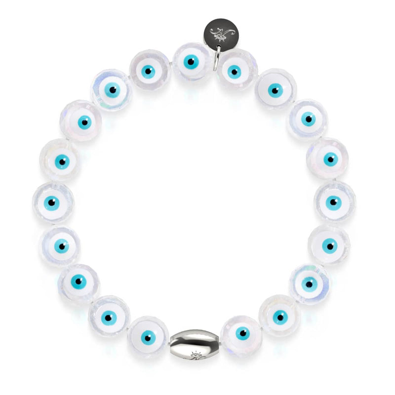 White | .925 Sterling Silver | Crystal Evil Eye Bracelet