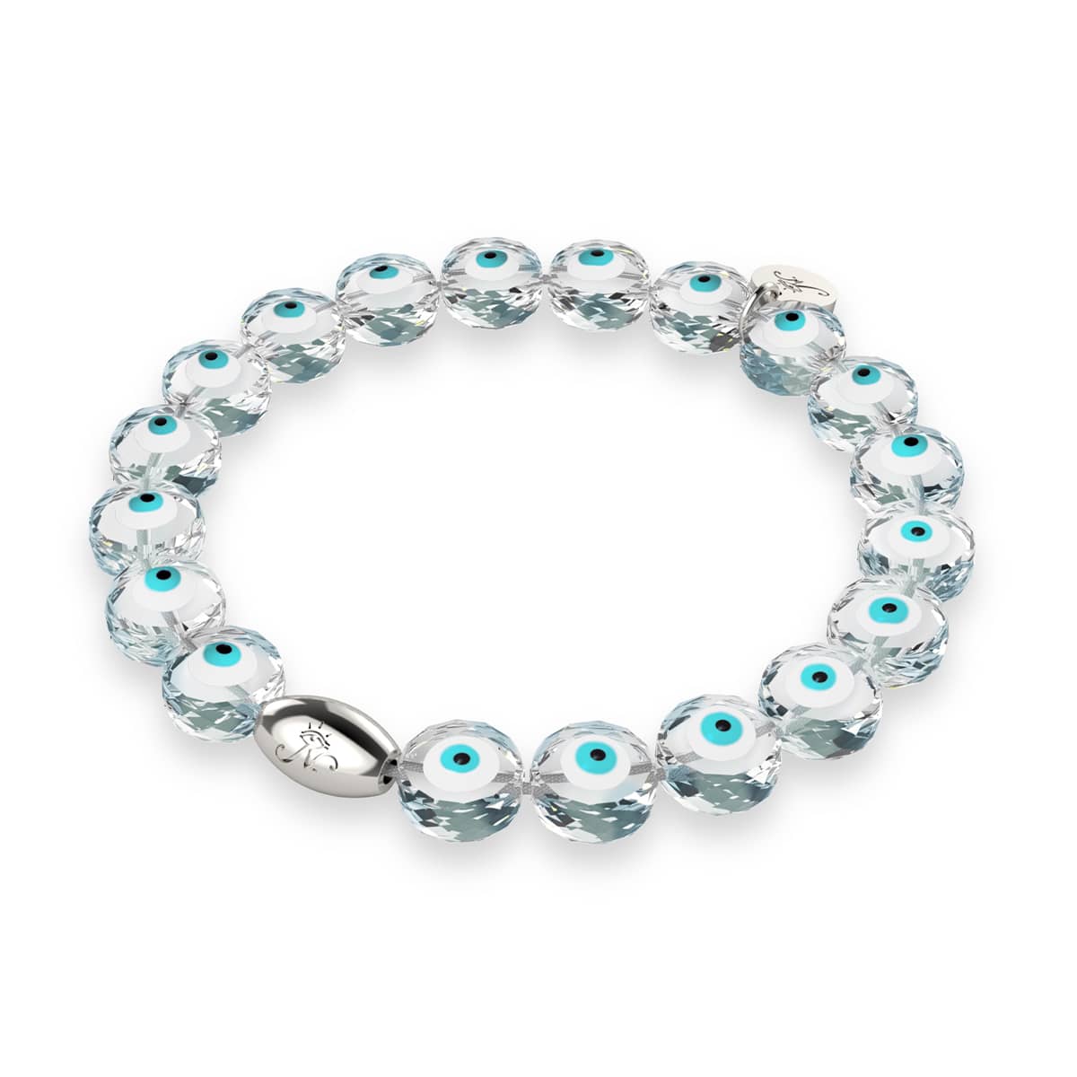 White | .925 Sterling Silver | Crystal Evil Eye Bracelet