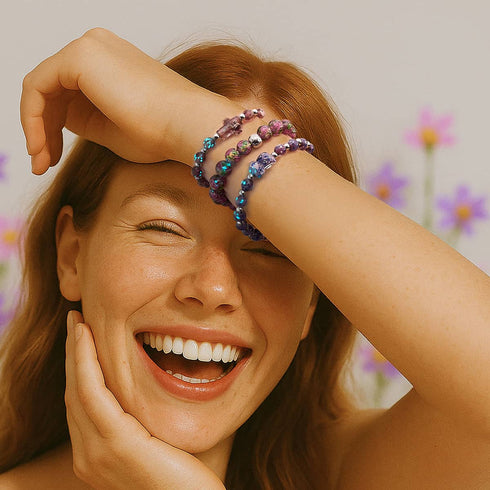 Amber | Silver | Firefly Glass Bear Bracelet