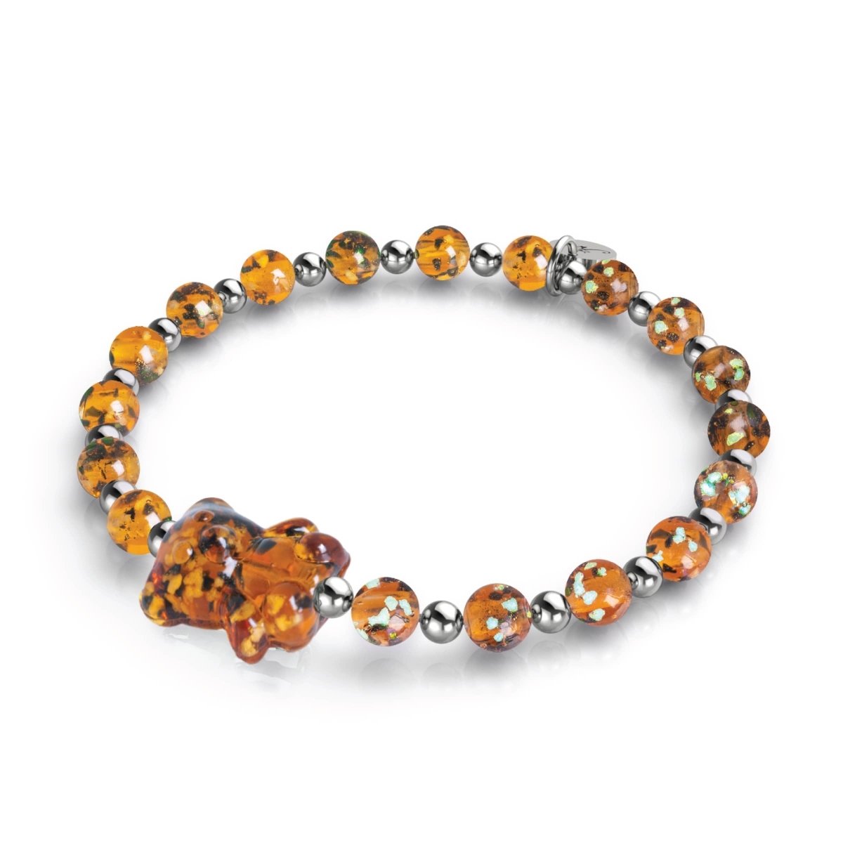 Amber | Silver | Firefly Glass Bear Bracelet