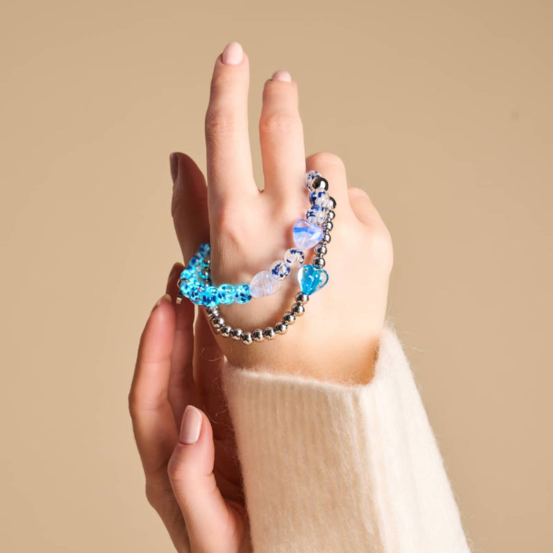 Aquamarine | Firefly Glass Hearts Essence Bracelet