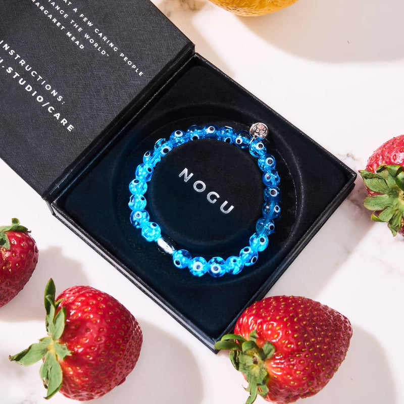 Azul | .925 Sterling Silver | Firefly Glass Evil Eye Bracelet