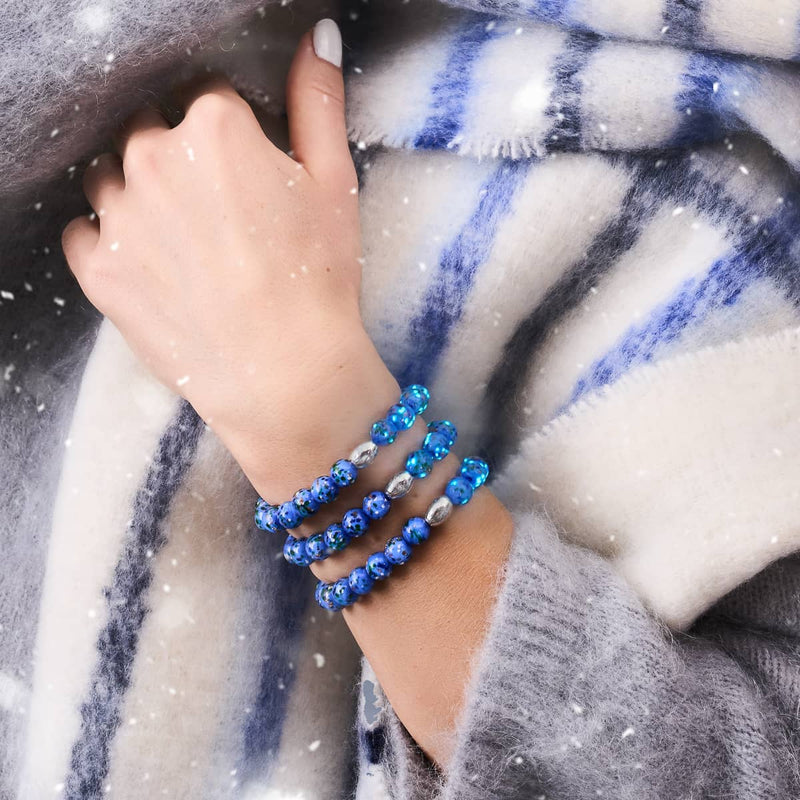 Azure Forest | .925 Sterling Silver | Firefly Glass Bracelet