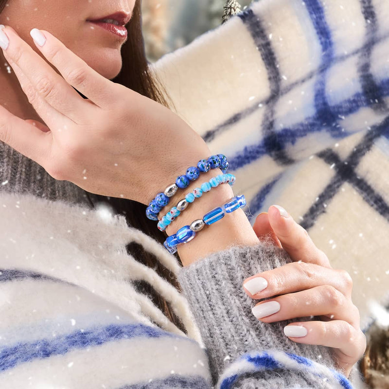 Azure Forest | .925 Sterling Silver | Firefly Glass Bracelet