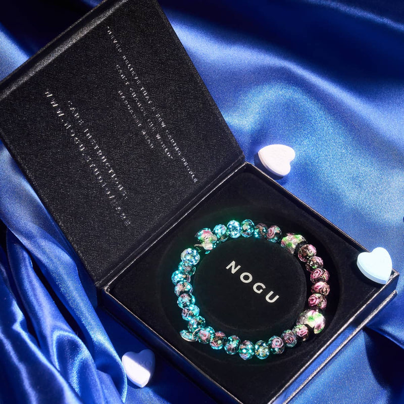 Black Bouquet | .925 Sterling Silver | Firefly Glass Diamond Hearts Bracelet