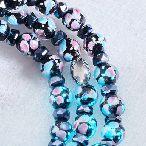 Black Orchid | .925 Sterling Silver | Firefly Glass Blossom Bracelet