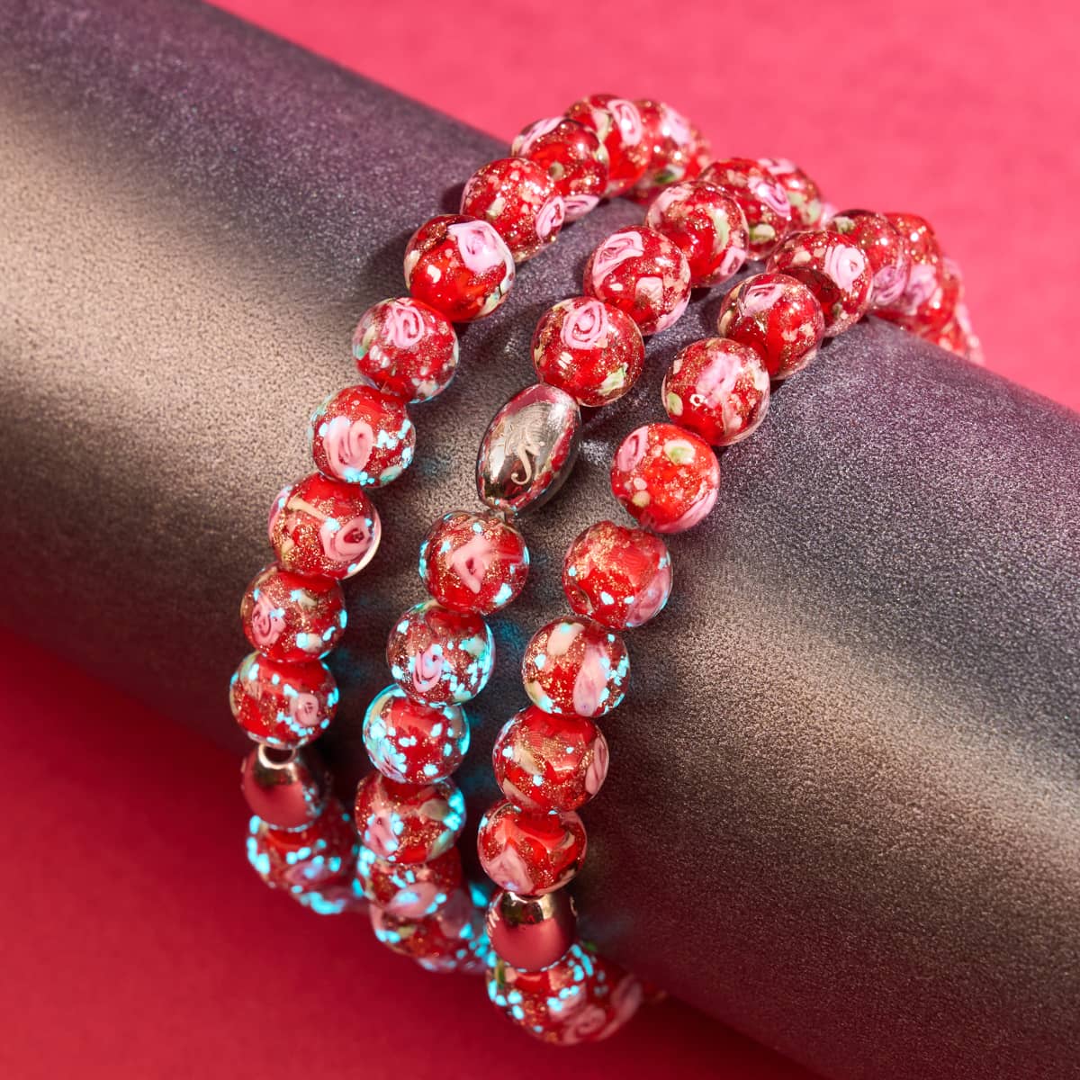 Blue Carmine | .925 Sterling Silver | Firefly Glass Garden Bracelet