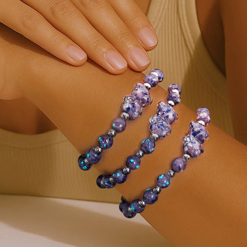 Blue Iris | Silver | Firefly Glass Bear Bracelet