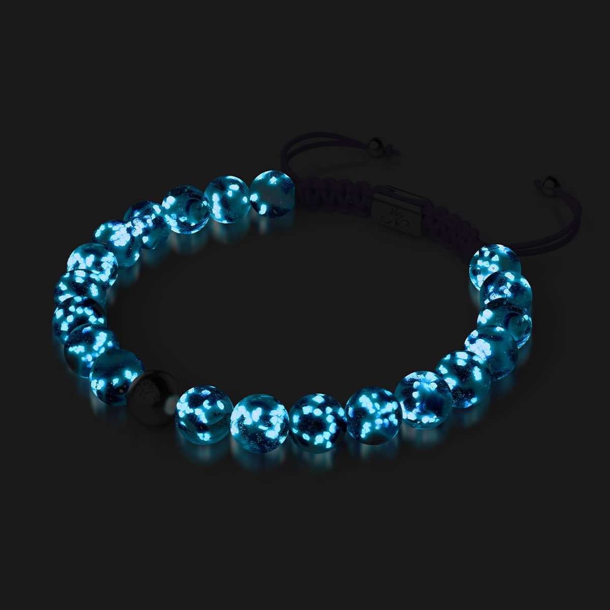 Blue Iris | Silver | Firefly Glass Macrame Bracelet