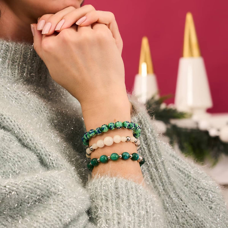 Blue Mint | .925 Sterling Silver | Firefly Glass Bracelet