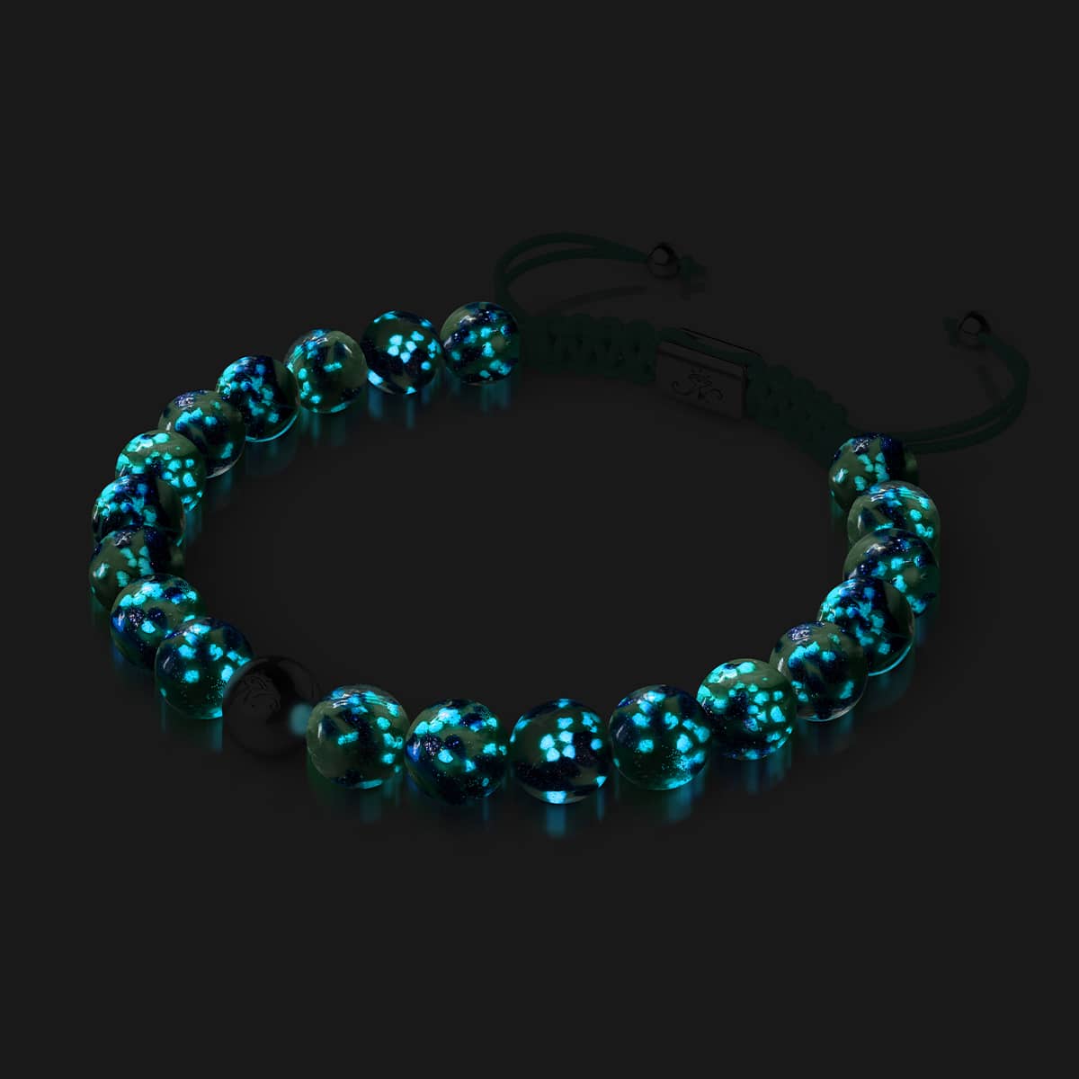 Blue Mint | Silver | Firefly Glass Macrame Bracelet