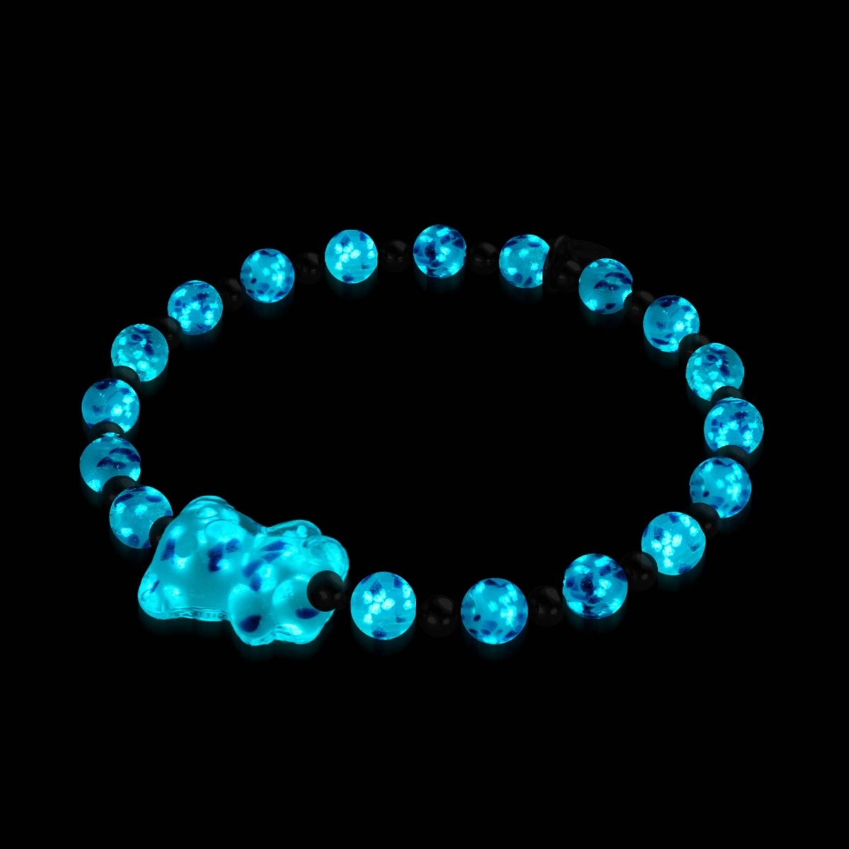 Blue Seaspray | Silver | Firefly Glass Bear Bracelet