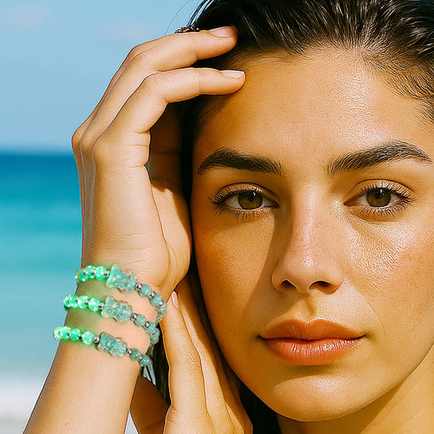 Cactus | Silver | Firefly Glass Bear Bracelet