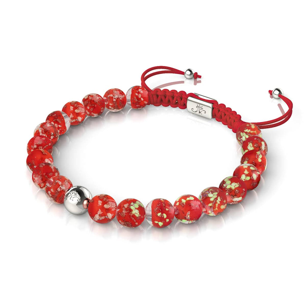 Crimson | Silver | Firefly Glass Macrame Bracelet – NOGU United States